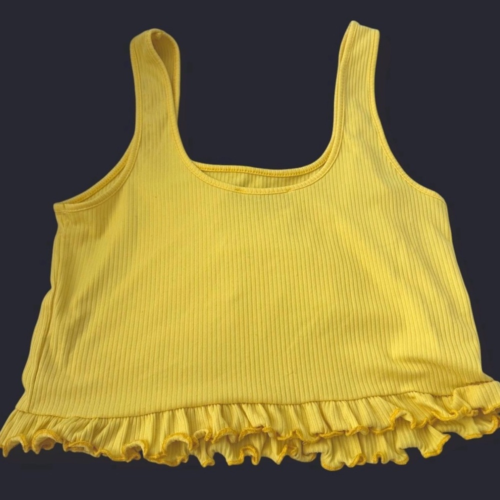 Gaze Yellow Ruffled Crop Tank Top